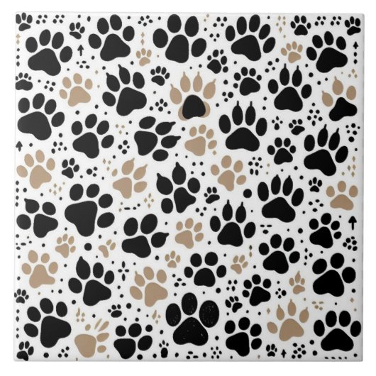 魔法の抽象芸術アートの色の犬の前足のプリントの土地 タイル (正面)