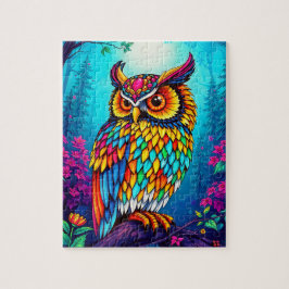 魔法の数々の色のフクロウの子供 ジグソーパズル
