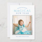 魔法の新年がブルーシルバーの写真を希望 シーズンカード (正面)