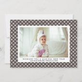 魔法の新年シルバーモダングリッター水玉模様 シーズンカード (正面)