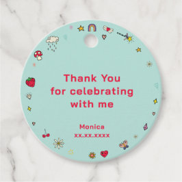 魔法の日かわいい漫画のユニコーンの感謝してい子供たちあなた フェイバータグ