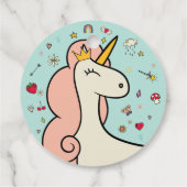 魔法の日かわいい漫画のユニコーンの感謝してい子供たちあなた フェイバータグ (裏面)