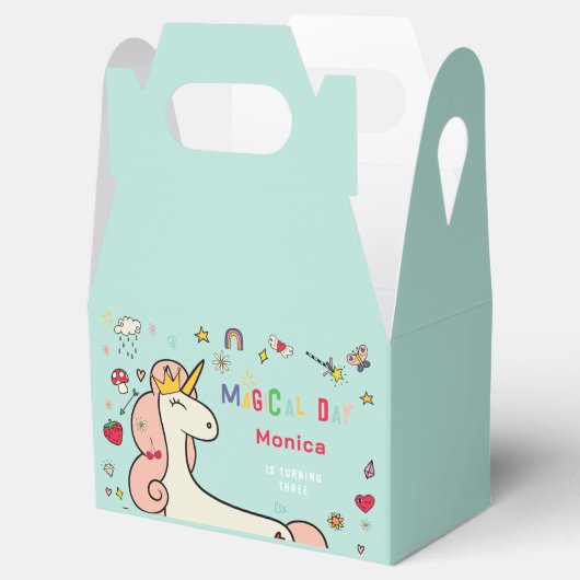 魔法の日かわいい漫画ユニコーン子供の誕生日 フェイバーボックス (オープン)
