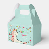 魔法の日かわいい漫画ユニコーン子供の誕生日 フェイバーボックス (正面サイド)