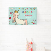 魔法の日かわいい漫画ユニコーン子供の誕生日 横断幕 (インサイチュ)