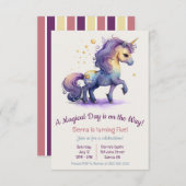 魔法の日が行く!ユニコーン誕生日 招待状 (正面/裏面)
