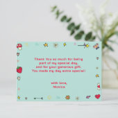 魔法の日のキュートな漫画のユニコーンの子供の誕生日 サンキューカード (スタンド正面)