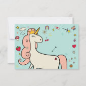 魔法の日のキュートな漫画のユニコーンの子供の誕生日 サンキューカード (裏面)