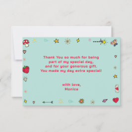 魔法の日のキュートな漫画のユニコーンの子供の誕生日 サンキューカード