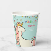 魔法の日のキュートな漫画のユニコーンの子供の誕生日 紙コップ (裏面)