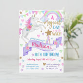 魔法の日のタイダイ・ユニコーン誕生日 招待状 (スタンド正面)