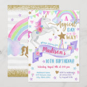 魔法の日のタイダイ・ユニコーン誕生日 招待状 (正面/裏面)