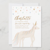 魔法の日のパステルユニコーン誕生日 招待状 (正面)