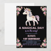 魔法の日のユニコーン誕生日招待状 招待状 (正面/裏面)