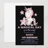 魔法の日のユニコーン誕生日招待状 招待状 (正面/裏面)