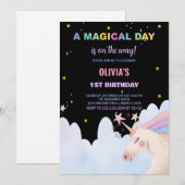 魔法の日のユニコーン誕生日招待状 招待状 (正面/裏面)