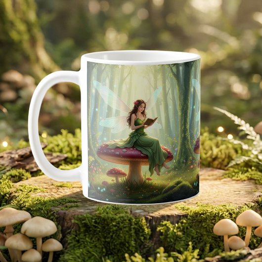 魔法の日の妖精が本を読む コーヒーマグカップ