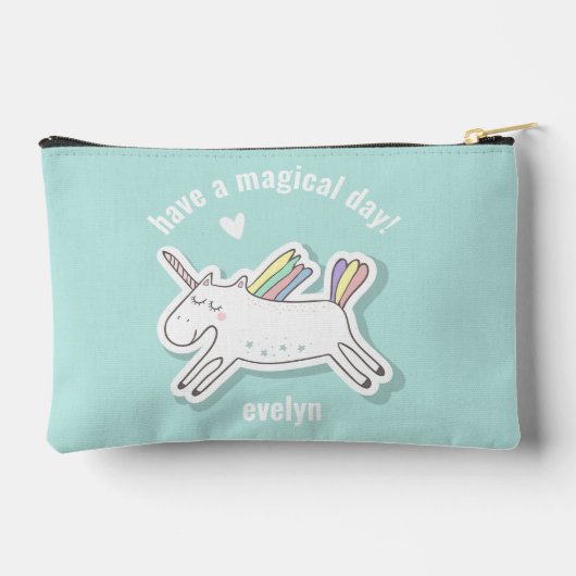 魔法の日を！かわいいユニコーンの子供たち アクセサリーポーチ (裏面)