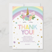 魔法の日ユニコーンと虹の誕生日パーティー サンキューカード (正面)
