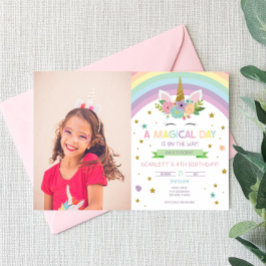 魔法の日ユニコーンと虹の誕生日パーティー 招待状