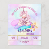 魔法の日レインボーユニコーン誕生日バジェット招待状 (正面)