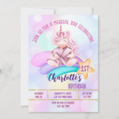 魔法の日レインボーユニコーン誕生日パーティー招待状 招待状 (正面)