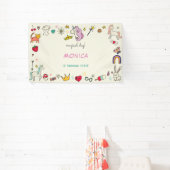 魔法の日猫うさぎうさぎユニコーン子供の誕生日 横断幕 (インサイチュ)