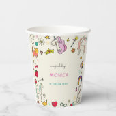 魔法の日猫うさぎうさぎユニコーン子供の誕生日 紙コップ (裏面)