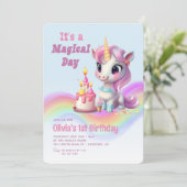 魔法の日 ブルー 1歳の誕生日 招待状 (スタンド正面)