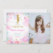 魔法の日、妖精の誕生日パーティーの写真 招待状 (正面)