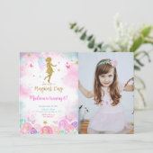 魔法の日、妖精の誕生日パーティーの写真 招待状 (スタンド正面)
