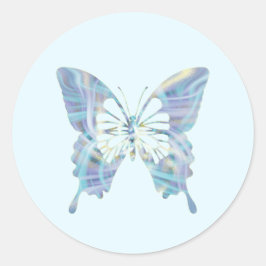 魔法の明るい青と黄色のライトバタフライ ラウンドシール