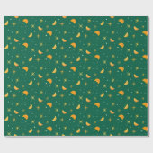 魔法の星と月 | フェスティバルホリデイグリーン ラッピングペーパー (フラット)