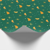 魔法の星と月 | フェスティバルホリデイグリーン ラッピングペーパー (角)