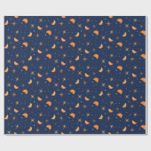 魔法の星と月 | フェスティバルホリデーダークブルー ラッピングペーパー (フラット)