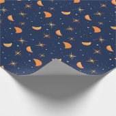 魔法の星と月 | フェスティバルホリデーダークブルー ラッピングペーパー (角)