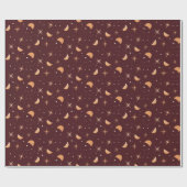 魔法の星と月 | 洗練されたワインレッド ラッピングペーパー (フラット)