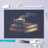 魔法の星と本のあるコーヒー 薄葉紙 (クラフト)