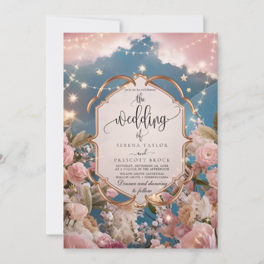 魔法の星と輝モダンき結婚の 招待状 (正面)