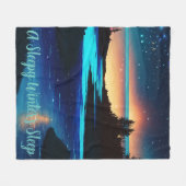 魔法の星の夕日と激しい抽象芸術川 –  フリースブランケット (正面(横))