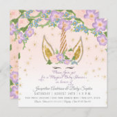 魔法の星の赤ちゃん少女が一角獣角のフローラ 招待状 (正面/裏面)