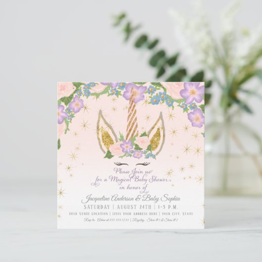 魔法の星の赤ちゃん少女が一角獣角のフローラ 招待状 (スタンド正面)