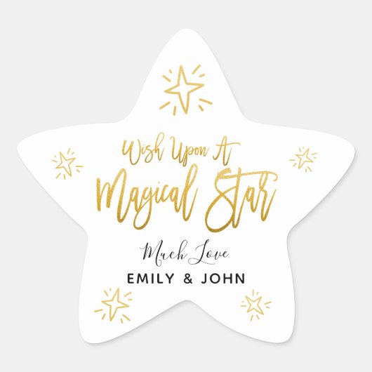 魔法の星の金ゴールド台本で星の名前を願う 星シール (正面)