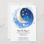 魔法の星空の夜の男の子の赤ちゃんシャワー 招待状 (正面)