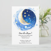 魔法の星空の夜の男の子の赤ちゃんシャワー 招待状 (スタンド正面)