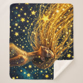 魔法の星空ポートレート金ゴールドファンタジー女性 シェルパブランケット (正面)