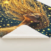 魔法の星空ポートレート金ゴールドファンタジー女性 シェルパブランケット (3/4)