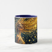 魔法の星空ポートレート金ゴールドファンタジー女性 マグカップ (中央)