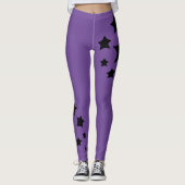 魔法の星紫色の背景神秘的な夜 レギンス (正面)