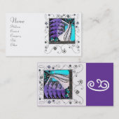魔法の春の明るい青の白黒紫 名刺 (正面/裏面)